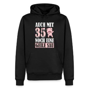 Auch Mit 35 Noch Eine Geile Sau Schwein 35th - Männer Premium Bio Hoodie - Schwarz - Vorne - Nico (187cm)