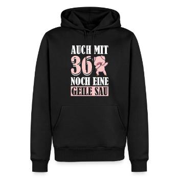 Auch Mit 36 Noch Eine Geile Sau Schwein 36th - Männer Premium Bio Hoodie - Schwarz - Vorne - Nico (187cm)