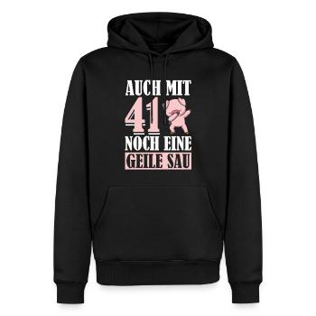 Auch Mit 41 Noch Eine Geile Sau Schwein 41st - Männer Premium Bio Hoodie - Schwarz - Vorne - Nico (187cm)