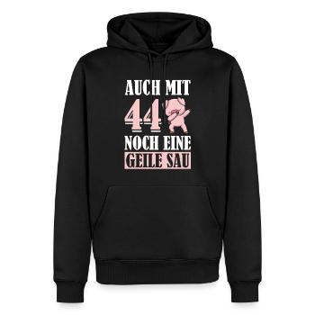 Auch Mit 44 Noch Eine Geile Sau Schwein 44th - Männer Premium Bio Hoodie - Schwarz - Vorne - Nico (187cm)