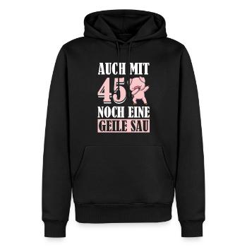 Auch Mit 45 Noch Eine Geile Sau Schwein 45th - Männer Premium Bio Hoodie - Schwarz - Vorne - Nico (187cm)