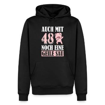Auch Mit 48 Noch Eine Geile Sau Schwein 48th - Männer Premium Bio Hoodie - Schwarz - Vorne - Nico (187cm)