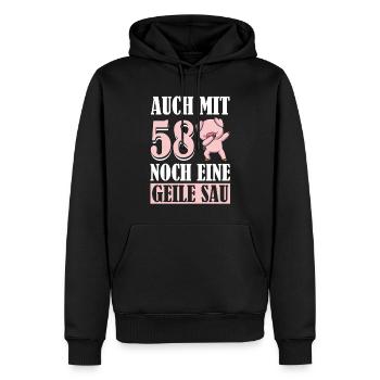 Auch Mit 58 Noch Eine Geile Sau Schwein 58th - Männer Premium Bio Hoodie - Schwarz - Vorne - Nico (187cm)