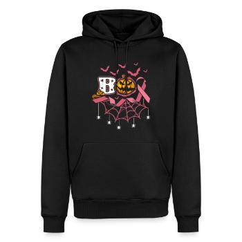 Boo Spooky Halloween Pumpkin Bats Rose - Sweat à capuche Premium bio Homme - noir - Devant - Nico (187cm)