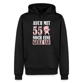 Auch Mit 55 Noch Eine Geile Sau Schwein 55th - Männer Premium Bio Hoodie - Schwarz - Vorne - Nico (187cm)