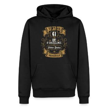 Vintage 61 ans, Idée cadeau d'anniversaire 61 ans. - Sweat à capuche Premium bio Homme - noir - Devant - Nico (187cm)