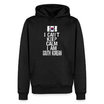 Je ne peux pas rester calme Je suis sud-coréen - Sweat à capuche Premium bio Homme - noir - Devant - Nico (187cm)