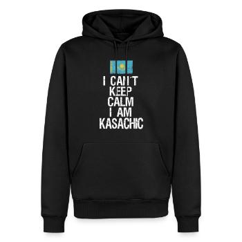 Je ne peux pas rester calme Je suis kazakh - Sweat à capuche Premium bio Homme - noir - Devant - Nico (187cm)