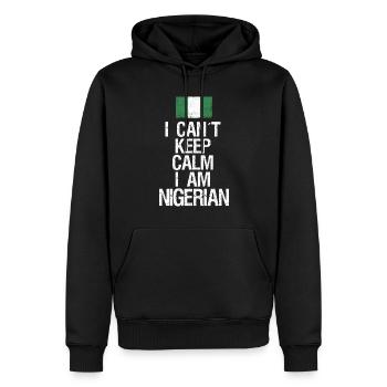 Je ne peux pas rester calme Je suis nigérian - Sweat à capuche Premium bio Homme - noir - Devant - Nico (187cm)