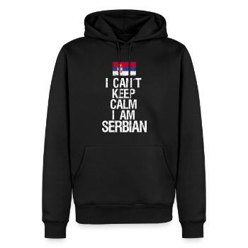 Je ne peux pas garder mon calme Je suis la Serbie - Sweat à capuche Premium bio Homme - noir - Devant - Nico (187cm)