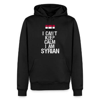 Je ne peux pas rester calme Je suis syrien - Sweat à capuche Premium bio Homme - noir - Devant - Nico (187cm)