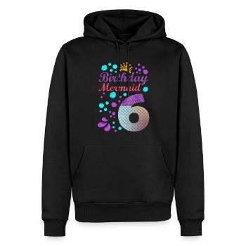 Geburtstag Meerjungfrau 6 Muschel Sommer Vibe 6 - Männer Premium Bio Hoodie - Schwarz - Vorne - Nico (187cm)