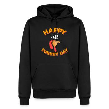 Happy Turkey Day Thanksgiving Erntedank Truthahn - Männer Premium Bio Hoodie - Schwarz - Vorne - Nico (187cm)