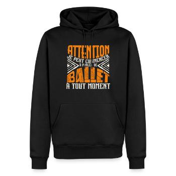 Avertissement, Ballet à tout moment. - Sweat à capuche Premium bio Homme - noir - Devant - Nico (187cm)