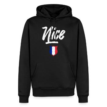 Nice - Men’s Premium Organic Hoodie - black - Front - Nico (187cm)