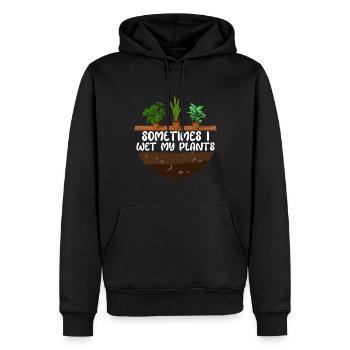 Parfois, je mouille mes plantes - Sweat à capuche Premium bio Homme - noir - Devant - Nico (187cm)