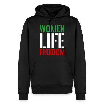 Frauen Leben Freiheit Iran - Männer Premium Bio Hoodie - Schwarz - Vorne - Nico (187cm)
