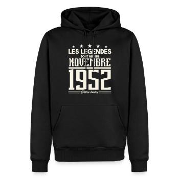 Les légendes sont nés en novembre 1952. - Sweat à capuche Premium bio Homme - noir - Devant - Nico (187cm)