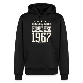 Les légendes sont nés en novembre 1967. - Sweat à capuche Premium bio Homme - noir - Devant - Nico (187cm)
