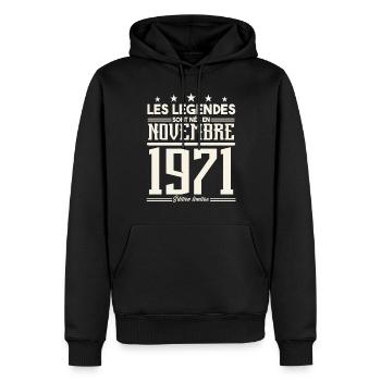 Les légendes sont nés en novembre 1971. - Sweat à capuche Premium bio Homme - noir - Devant - Nico (187cm)
