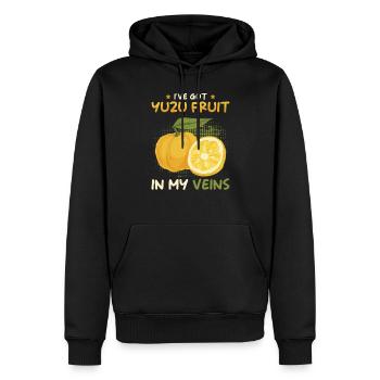 Yuzu Fruit Saying - Men’s Premium Organic Hoodie - black - Front - Nico (187cm)