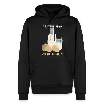 Dicton sur le lait de pomme de terre - Sweat à capuche Premium bio Homme - noir - Devant - Nico (187cm)