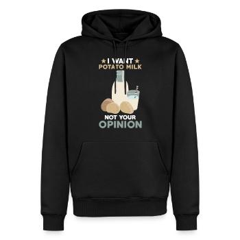 Lait de pomme de terre disant lait végétalien - Sweat à capuche Premium bio Homme - noir - Devant - Nico (187cm)