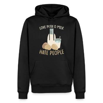 Dicton sur le lait de pomme de terre - Sweat à capuche Premium bio Homme - noir - Devant - Nico (187cm)