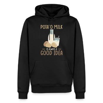 Dicton sur le lait de pomme de terre - Sweat à capuche Premium bio Homme - noir - Devant - Nico (187cm)