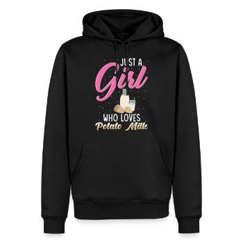 Dicton sur le lait de pomme de terre - Sweat à capuche Premium bio Homme - noir - Devant - Nico (187cm)