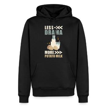 Dicton sur le lait de pomme de terre - Sweat à capuche Premium bio Homme - noir - Devant - Nico (187cm)