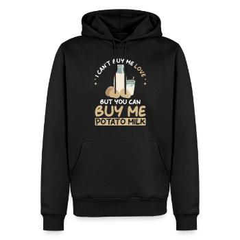 Dicton sur le lait de pomme de terre - Sweat à capuche Premium bio Homme - noir - Devant - Nico (187cm)