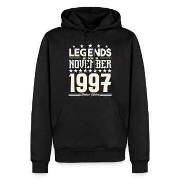 Legenden werden im November 1997 geboren.Geschenkjubiläum - Männer Premium Bio Hoodie - Schwarz - Vorne - Nico (187cm)