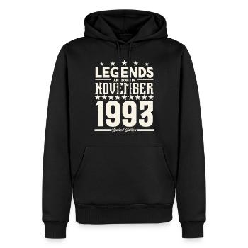 Legends Are Born In November 1993.Gift anniversary - Sweat à capuche Premium bio Homme - noir - Devant - Nico (187cm)