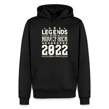 Legends Are Born In November 2022.Gift anniversary - Men’s Premium Organic Hoodie - black - Front - Nico (187cm)