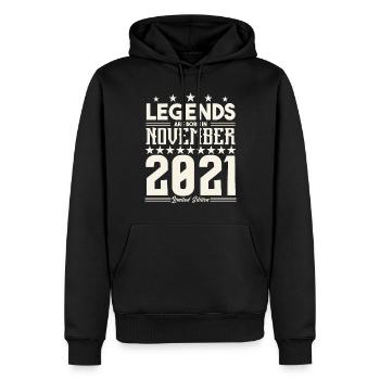 Legenden werden im November 2021 geboren.Geschenkjubiläum - Männer Premium Bio Hoodie - Schwarz - Vorne - Nico (187cm)