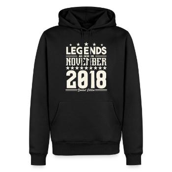 Legends Are Born In November 2018.Gift anniversary - Men’s Premium Organic Hoodie - black - Front - Nico (187cm)