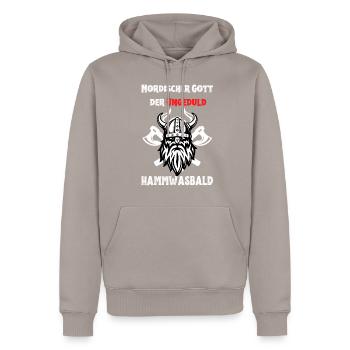 Nordischer Gott der Ungeduld - Männer Premium Bio Hoodie - Taupe - Vorne - Nico (187cm)