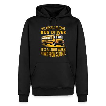 Be nice to the bus driver school bus bus - Men’s Premium Organic Hoodie - black - Front - Nico (187cm)