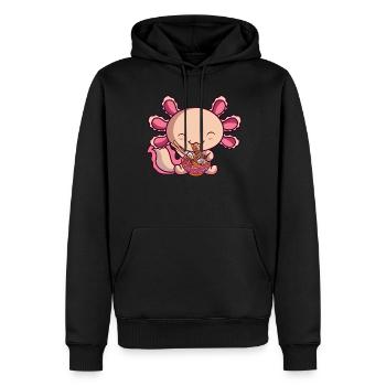 Kawaii Axolotl Isst Ramen Japanische Nudeln Anime - Männer Premium Bio Hoodie - Schwarz - Vorne - Nico (187cm)