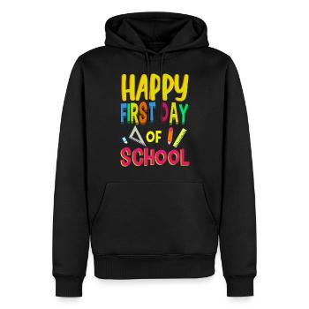 Happy First Day of School Back to School Teacher - Männer Premium Bio Hoodie - Schwarz - Vorne - Nico (187cm)
