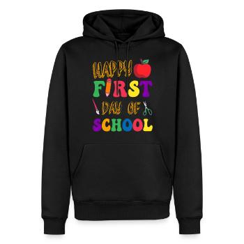 Happy First Day of School Back to School Teacher - Männer Premium Bio Hoodie - Schwarz - Vorne - Nico (187cm)