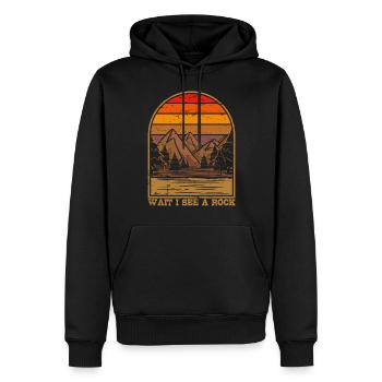Wait I see a stone geologists hiking mountain - Men’s Premium Organic Hoodie - black - Front - Nico (187cm)