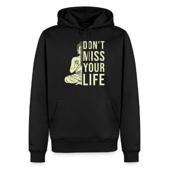 Buddha Zen Zitat - Männer Premium Bio Hoodie - Schwarz - Vorne - Nico (187cm)
