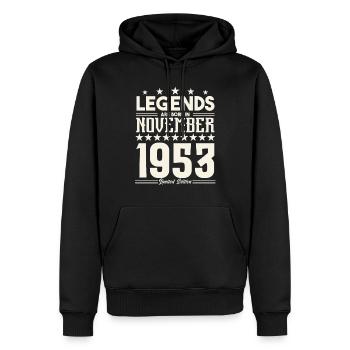 Legends Are Born In November 1953.Gift anniversary - Men’s Premium Organic Hoodie - black - Front - Nico (187cm)