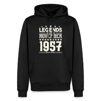 Legends Are Born In November 1957.Gift anniversary - Men’s Premium Organic Hoodie - black - Front - Nico (187cm)