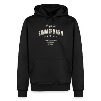 Zimmermann Limited Edition Lustiges Zimmerer - Männer Premium Bio Hoodie - Schwarz - Vorne - Nico (187cm)