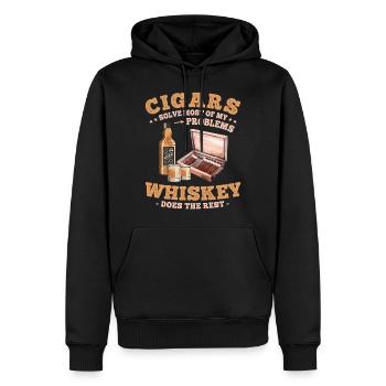 Drôles de dictons de cigares pour les amateurs de whisky et de cigares - Sweat à capuche Premium bio Homme - noir - Devant - Nico (187cm)