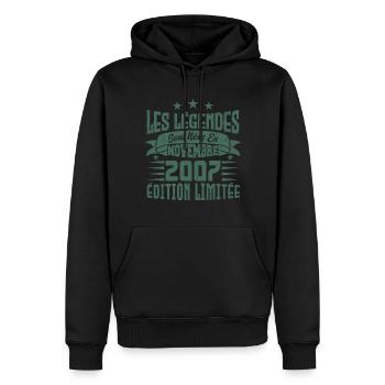 les légendes sont nées en novembre 2007, Cadeau. - Sweat à capuche Premium bio Homme - noir - Devant - Nico (187cm)