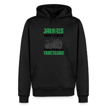 jamais trop vieux pour jouer au tracteur. cadeau - Sweat à capuche Premium bio Homme - noir - Devant - Nico (187cm)